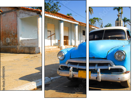 oldtimer car in cuba - Dreiteiliges Leinwandbild, Triptychon