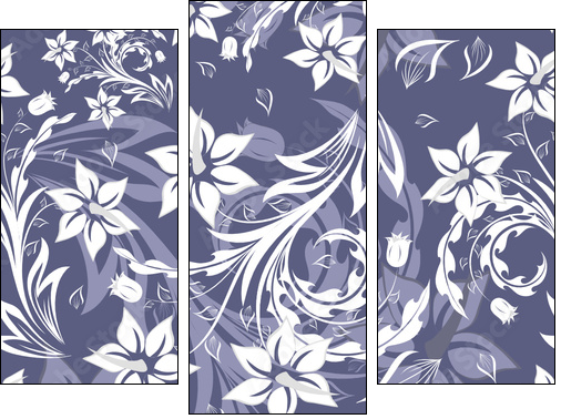seamless floral background - Dreiteiliges Leinwandbild, Triptychon