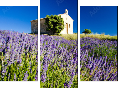 chapel, Plateau de Valensole, Provence, France - Dreiteiliges Leinwandbild, Triptychon
