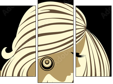 Beautiful girl with long hair and a tattoo - Dreiteiliges Leinwandbild, Triptychon