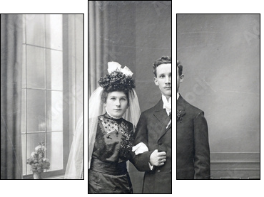 Brautpaar 1912 - bridal couple 1912 - Dreiteiliges Leinwandbild, Triptychon