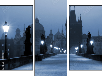 charles bridge, (blue) prague - Dreiteiliges Leinwandbild, Triptychon