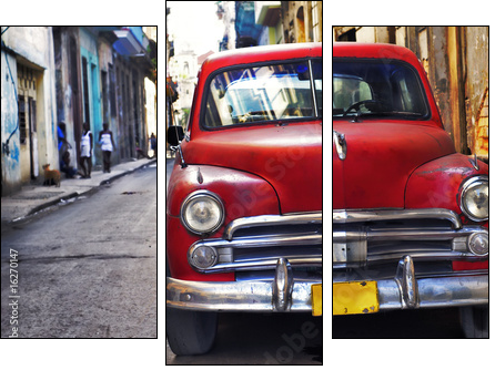 Old havana car - Dreiteiliges Leinwandbild, Triptychon