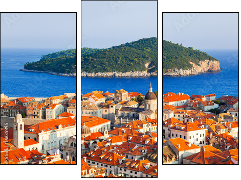 Town Dubrovnik and island in Croatia - Dreiteiliges Leinwandbild, Triptychon