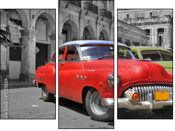 Colorful Havana cars panorama - Dreiteiliges Leinwandbild, Triptychon