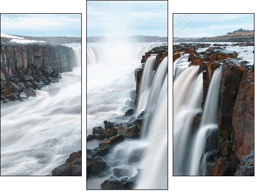 Famous Selfoss waterfall - Dreiteiliges Leinwandbild, Triptychon