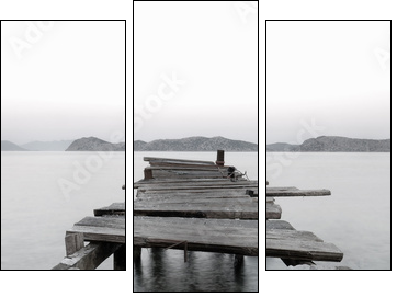 Jetty into a Mountain Lake - Dreiteiliges Leinwandbild, Triptychon