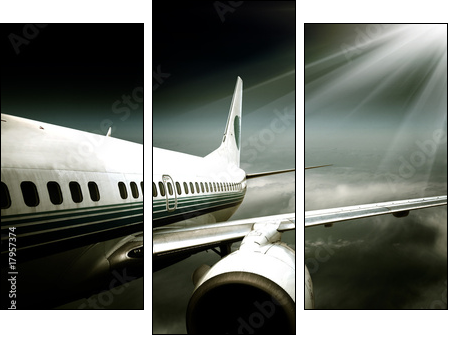the airplane with the blue sky background. - Dreiteiliges Leinwandbild, Triptychon