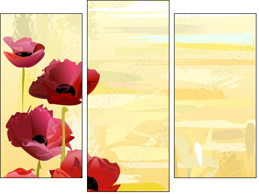 Painted poppies background - Dreiteiliges Leinwandbild, Triptychon