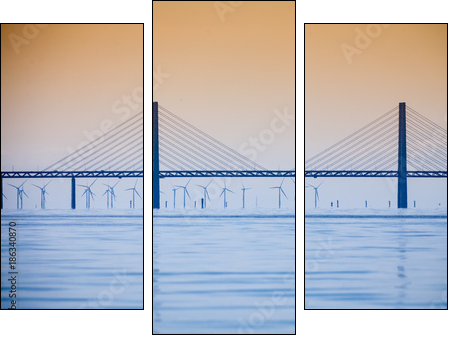 the oresund bridge between denmark and sweden - Dreiteiliges Leinwandbild, Triptychon