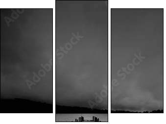 jetty view in black & white - Dreiteiliges Leinwandbild, Triptychon