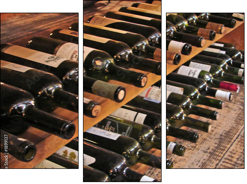 vine bottles - Dreiteiliges Leinwandbild, Triptychon