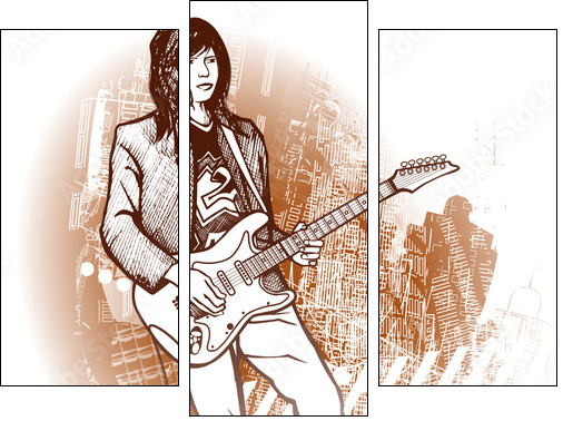 guitarist on grunge background - Dreiteiliges Leinwandbild, Triptychon