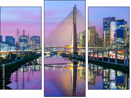 Sao Paulo Sunset Landscape - Brazil - Dreiteiliges Leinwandbild, Triptychon