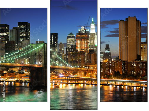 New york Manhattan bridge after sunset - Dreiteiliges Leinwandbild, Triptychon