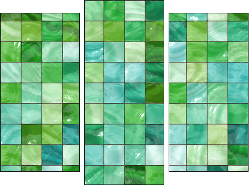 Shiny seamless green tiles texture - Dreiteiliges Leinwandbild, Triptychon