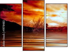 sunrise mono lake - Dreiteiliges Leinwandbild, Triptychon