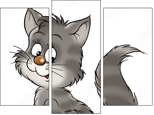 small grey kitten - Dreiteiliges Leinwandbild, Triptychon