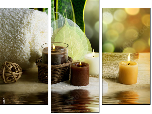 Spa and body care treatment.Blurred Background - Dreiteiliges Leinwandbild, Triptychon