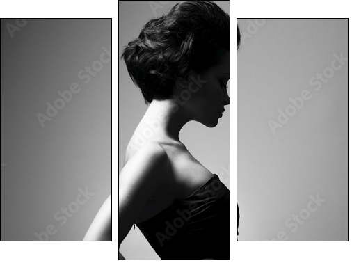 Elegant lady with stylish hairstyle - Dreiteiliges Leinwandbild, Triptychon