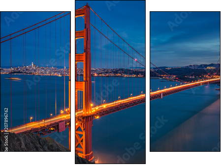 Golden gate bridge - Dreiteiliges Leinwandbild, Triptychon
