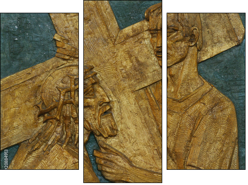 Simon of Cyrene carries the cross - Dreiteiliges Leinwandbild, Triptychon