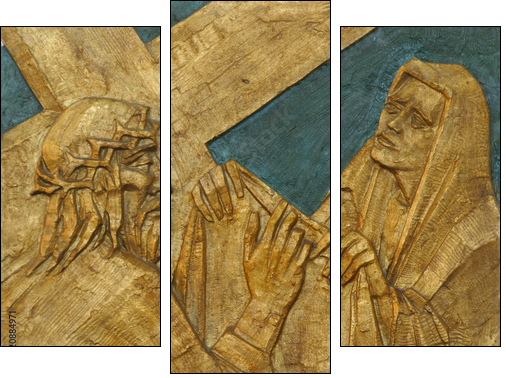 Veronica wipes the face of Jesus - Dreiteiliges Leinwandbild, Triptychon
