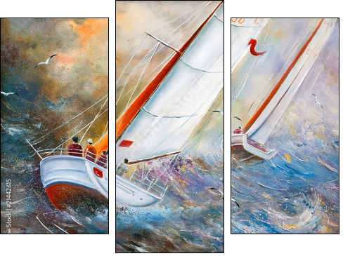 Sea regatta - Dreiteiliges Leinwandbild, Triptychon