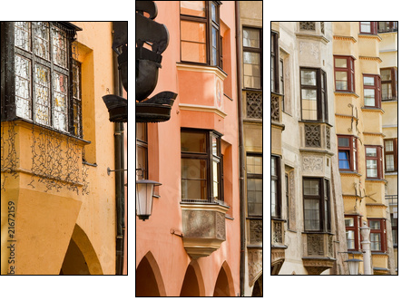 Row of old colorful buildings - Dreiteiliges Leinwandbild, Triptychon