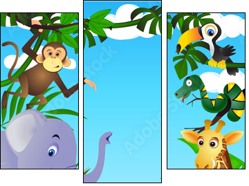 Wild animal in the tropical jungle - Dreiteiliges Leinwandbild, Triptychon