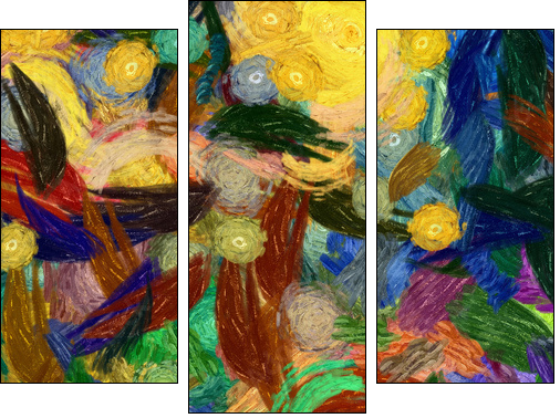 Abstract texture background. Digital painting in Vincent Van Gogh style artwork. Hand drawn artistic pattern. Modern art. Good for printed pictures, postcards, posters or wallpapers and textile print. - Dreiteiliges Leinwandbild, Triptychon