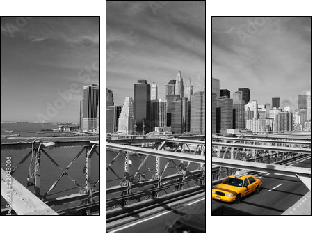 Brooklyn Bridge Taxi, New York - Dreiteiliges Leinwandbild, Triptychon