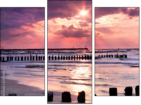 Calmness.Beautiful sunset at Baltic sea. - Dreiteiliges Leinwandbild, Triptychon