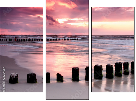 Calmness.Beautiful sunset at Baltic sea. - Dreiteiliges Leinwandbild, Triptychon