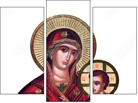 russian icon of 19th century, Virgin Mary and Jesus - Dreiteiliges Leinwandbild, Triptychon
