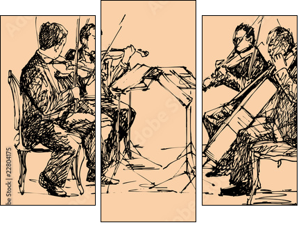 musician quartet - Dreiteiliges Leinwandbild, Triptychon