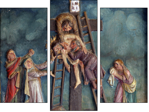 Jesus' body is removed from the cross - Dreiteiliges Leinwandbild, Triptychon