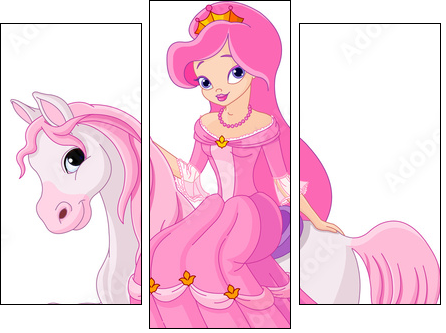 Princess riding horse - Dreiteiliges Leinwandbild, Triptychon