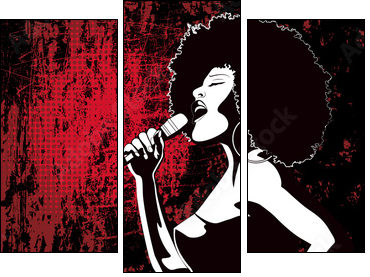 jazz singer on grunge background - Dreiteiliges Leinwandbild, Triptychon