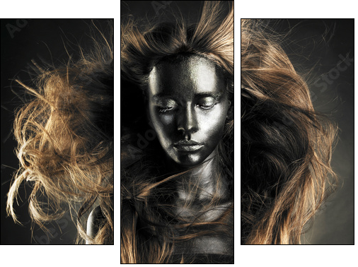 Beautiful woman with black skin - Dreiteiliges Leinwandbild, Triptychon