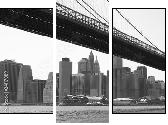 New York City Brooklyn bridge black & white - Dreiteiliges Leinwandbild, Triptychon