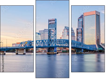 Skyline of Jacksonville, FL and Main Street Bridge - Dreiteiliges Leinwandbild, Triptychon