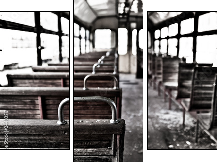 chairs in vintage train - Dreiteiliges Leinwandbild, Triptychon