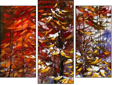 Road to autumn wood - Dreiteiliges Leinwandbild, Triptychon