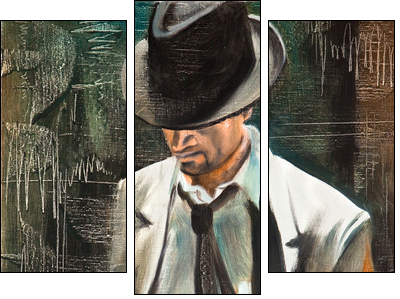 Portrait of the man with a cigarette - Dreiteiliges Leinwandbild, Triptychon