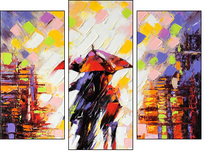 Two enamoured under an umbrella - Dreiteiliges Leinwandbild, Triptychon