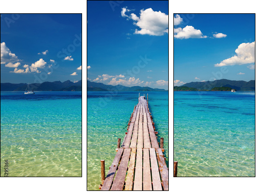 Wooden pier in tropical paradise - Dreiteiliges Leinwandbild, Triptychon