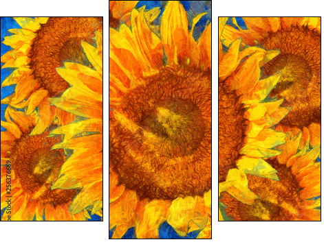Sunflowers arrangement. Van Gogh style imitation. - Dreiteiliges Leinwandbild, Triptychon
