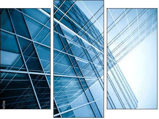 modern glass silhouettes of skyscrapers at night - Dreiteiliges Leinwandbild, Triptychon