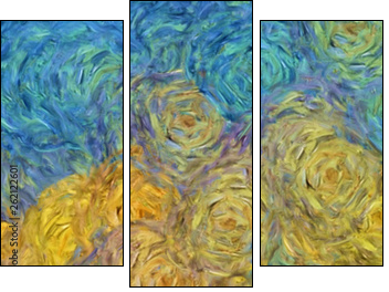 Abstract texture background. Digital painting in Vincent Van Gogh style artwork. Hand drawn artistic pattern. Modern art. Good for printed pictures, postcards, posters or wallpapers and textile print. - Dreiteiliges Leinwandbild, Triptychon